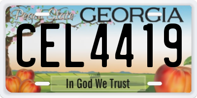 GA license plate CEL4419