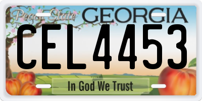 GA license plate CEL4453