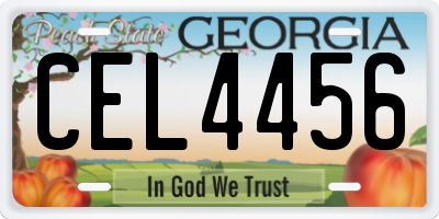 GA license plate CEL4456