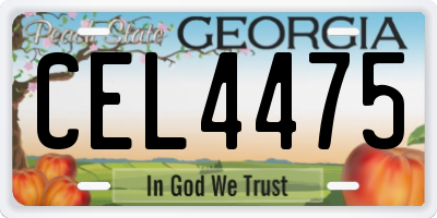 GA license plate CEL4475