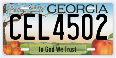 GA license plate CEL4502