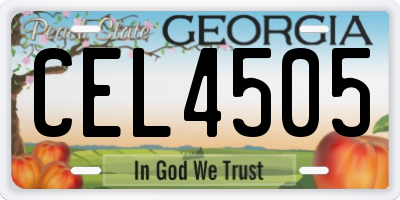 GA license plate CEL4505