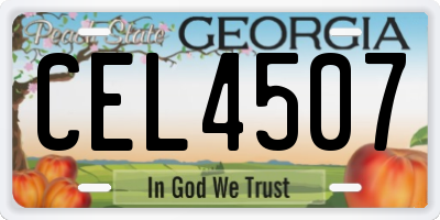 GA license plate CEL4507