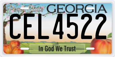 GA license plate CEL4522
