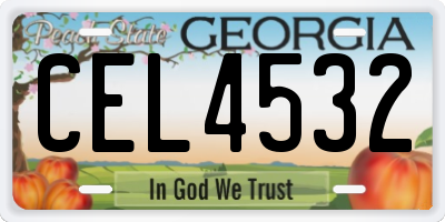 GA license plate CEL4532