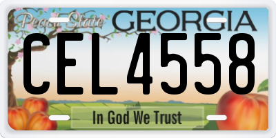 GA license plate CEL4558