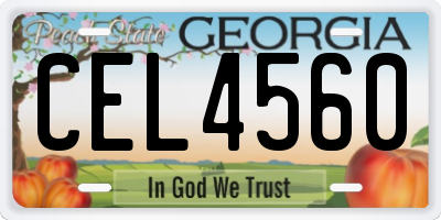 GA license plate CEL4560