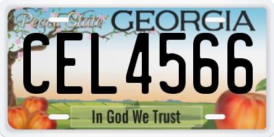 GA license plate CEL4566
