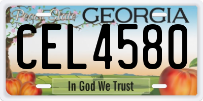 GA license plate CEL4580