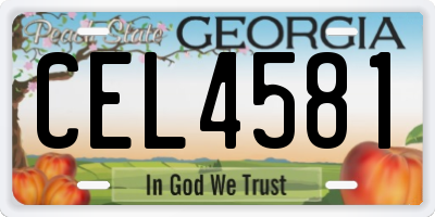 GA license plate CEL4581
