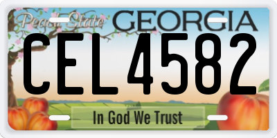 GA license plate CEL4582