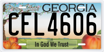 GA license plate CEL4606