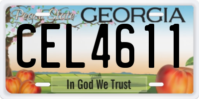 GA license plate CEL4611