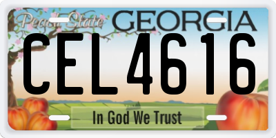 GA license plate CEL4616