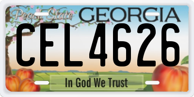 GA license plate CEL4626