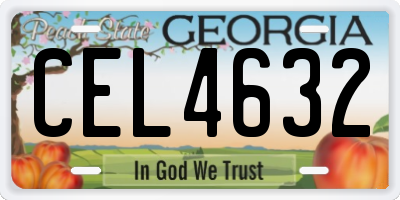 GA license plate CEL4632