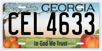 GA license plate CEL4633