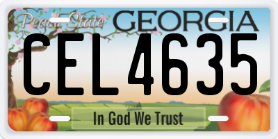 GA license plate CEL4635