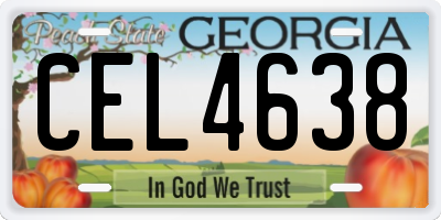 GA license plate CEL4638