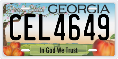GA license plate CEL4649