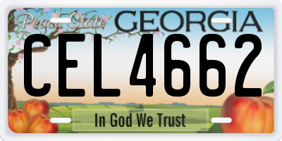 GA license plate CEL4662