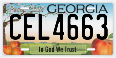 GA license plate CEL4663