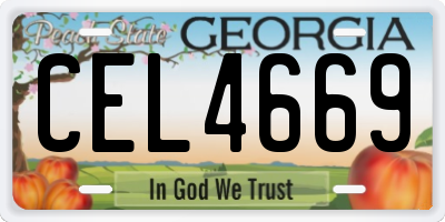 GA license plate CEL4669