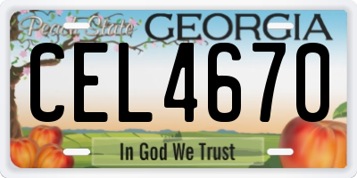 GA license plate CEL4670