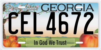 GA license plate CEL4672