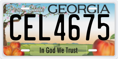 GA license plate CEL4675