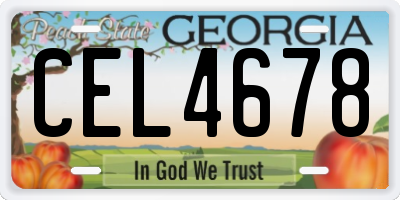GA license plate CEL4678