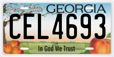 GA license plate CEL4693