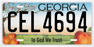 GA license plate CEL4694