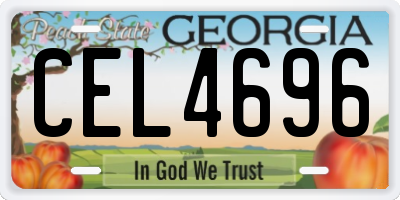 GA license plate CEL4696