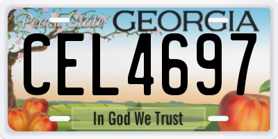 GA license plate CEL4697