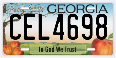 GA license plate CEL4698