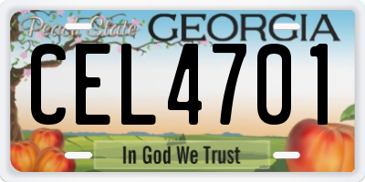GA license plate CEL4701