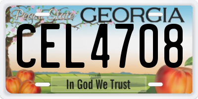 GA license plate CEL4708