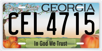 GA license plate CEL4715