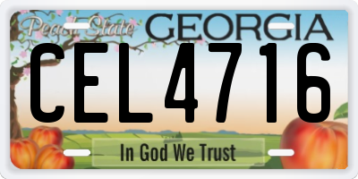 GA license plate CEL4716