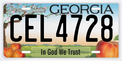 GA license plate CEL4728