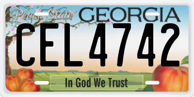 GA license plate CEL4742