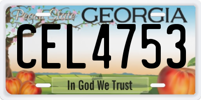 GA license plate CEL4753