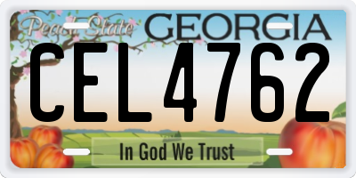 GA license plate CEL4762
