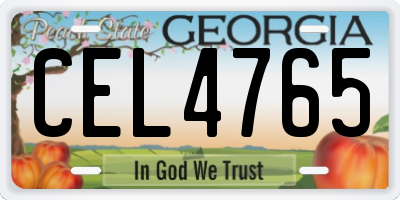 GA license plate CEL4765