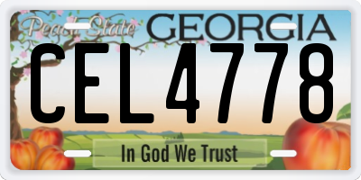 GA license plate CEL4778