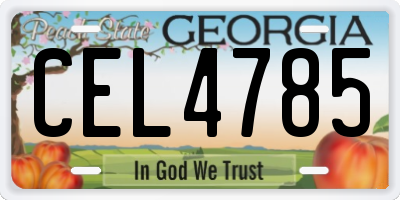GA license plate CEL4785