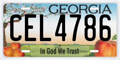 GA license plate CEL4786