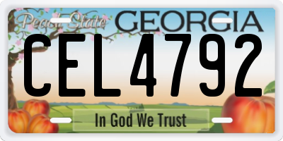 GA license plate CEL4792