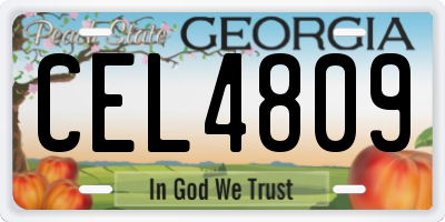 GA license plate CEL4809